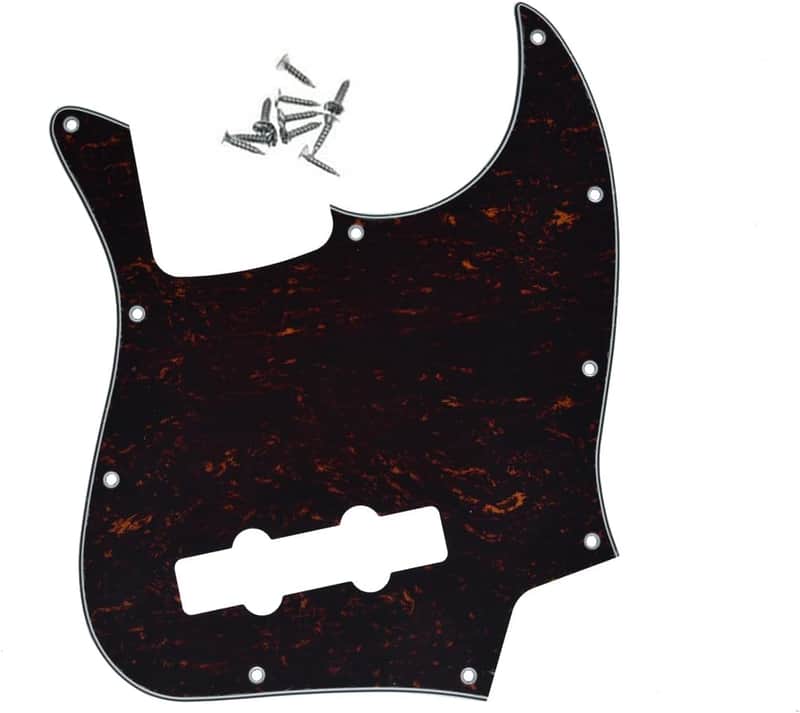 4 String J Bass Style Pickguard Bass Pick Guard Scratch Plate for USA/Mexico Jazz J Bass Red/Black Tortoise image 1
