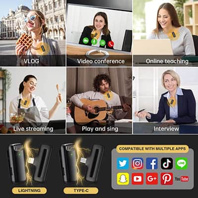 Wireless Lavalier Microphone Charging Case Mic Portable Audio Video Recording for iPhone Android Camera Notebook Live Gaming Mic image 6