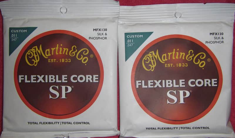 Martin MA130FX Authentic Flexible Core Silk / Phosphor Bronze Acoustic Guitar Strings - Custom Light (.11 - .47)