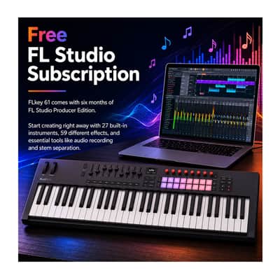 Novation FLkey 61 MK2 FL Studio MIDI Keyboard Controller with Semi-weighted Keys image 7