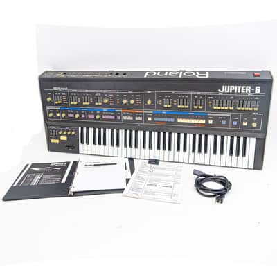 1983 Roland Jupiter-6 61-Key Polyphonic Analog Synthesizer with Owners Manual