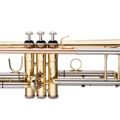 Stagg LV-TR5205 ML-Bore Gold Brass Leadpipe  Key of Bb Trumpet w/Case & Mouthpiece 7C & Silver Plated image 4