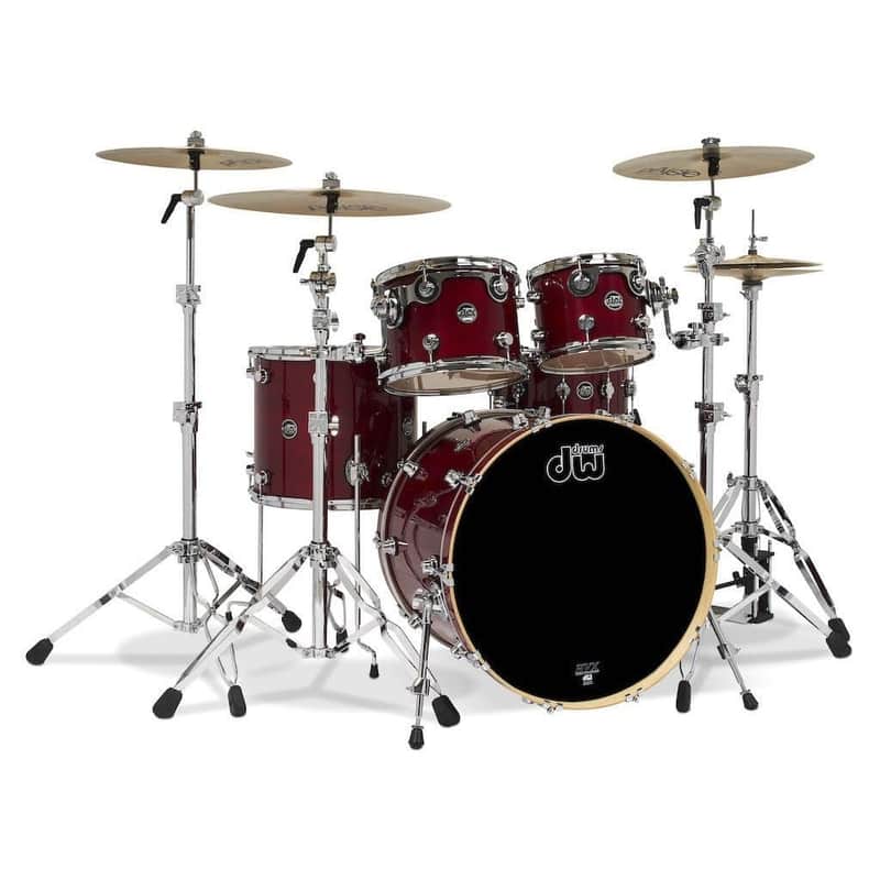 DW Performance 4pc Drum Set 20/10/12/14 Cherry Stain image 1