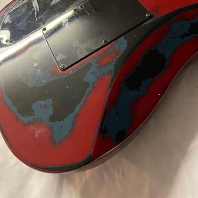 Arbor G-410 Electric Guitar SSS Strat Style Floyd 1980s - Washed Out Red / Blue image 11