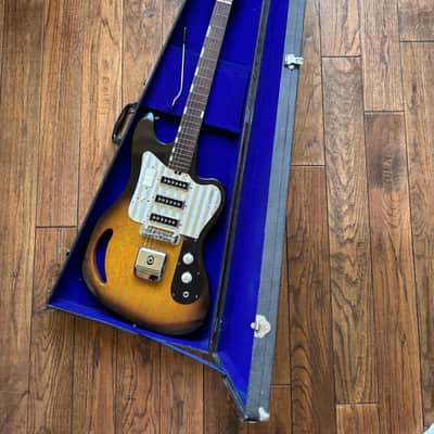 Vintage 1960s Teisco TG-64 Electric Guitar Monkey Grip Tobacco Burst Offset Tremolo MIJ Japan w/ OHSC image 18