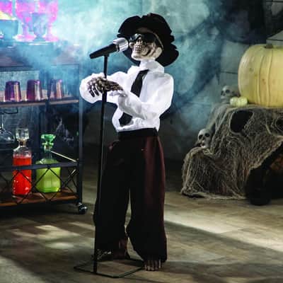 3FT Standing Singing Skeleton Rocker Halloween Animatronics image 2
