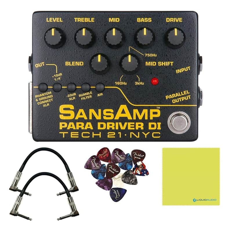 Tech 21 PMDI V2 SansAmp Para Driver DI V2 Guitar Bass Effects Pedal Bundle w/... image 1