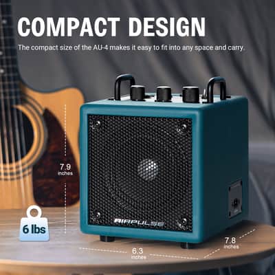 Airpulse Bluetooth Speaker, Compact Speaker with Aux Line Input for Home Office Party - Blue image 4