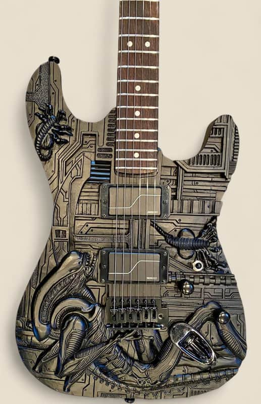 Javara Guitar Hand-carved Alien motif (inspired by the work of HR Giger) 2023 image 1