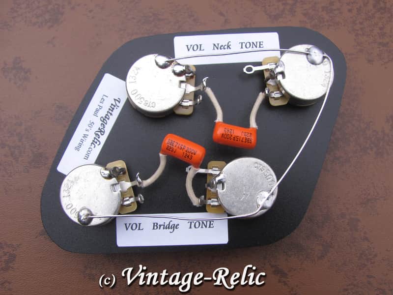 Wiring Kit Orange Drop .022uF Caps CTS 550k SHORT shaft pots fit Gibson Les Paul image 1