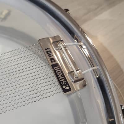 Sonor D-420 Phonic 14x4" 10-Lug Ferro-Manganese Steel Piccolo Snare Drum 1982 - 1994 - Chrome-Plated image 14