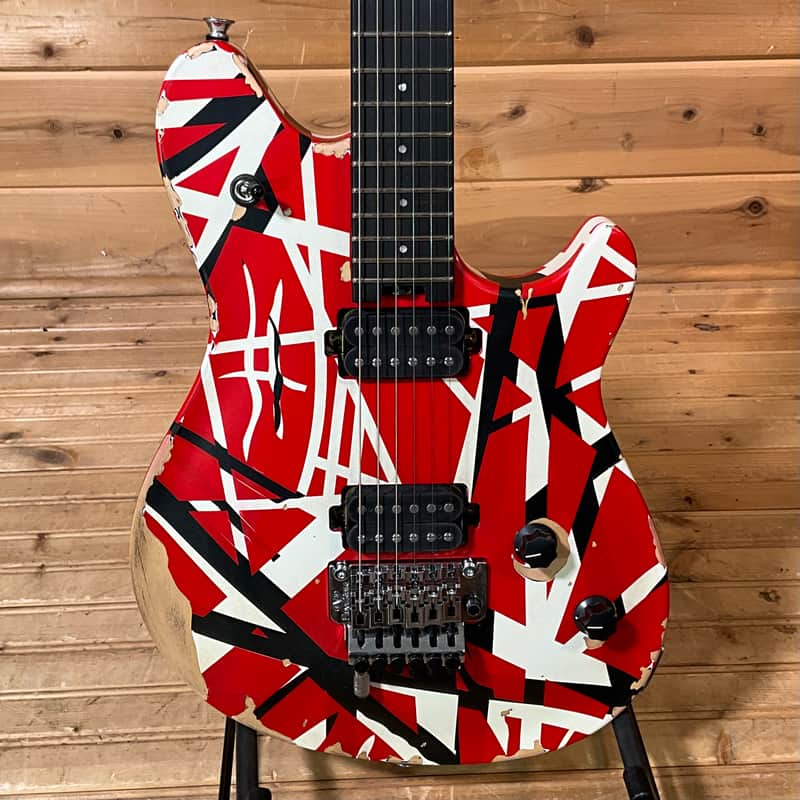 EVH Limited Edition Wolfgang Special Striped Series Electric Guitar - Red, Black, and White Aged image 1