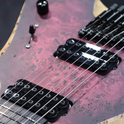 Aviator Guitars Headless Run Nighthawk 7 Multiscale Pink Burst Electric Guitar w/Case image 11