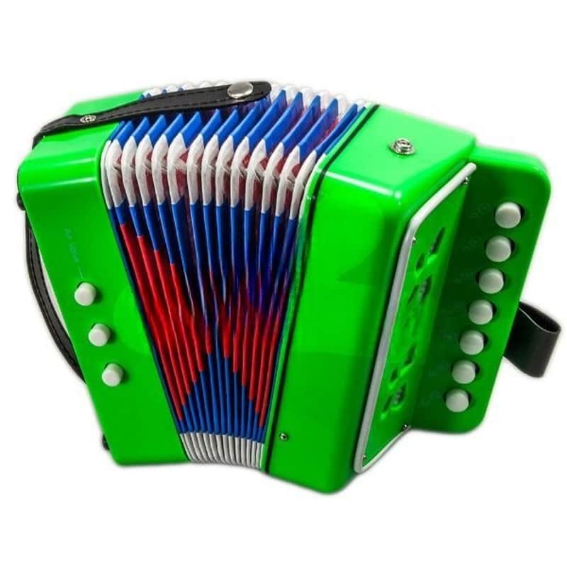 Kids Toy Accordion Green 7 Button 2 Bass Kid Music Instrument High Quality image 1