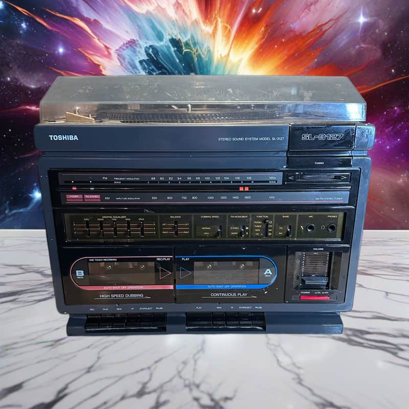 Vintage Toshiba SL-3127 Stereo Sound System Turntable Tape Deck