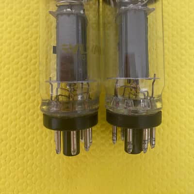 Matched Pair Sylvania 6V6 6V6GTA Vacuum Tubes Valves Black Plates Copper Support Rods Coin Wafer Base Silver Tops NOS NIB image 4