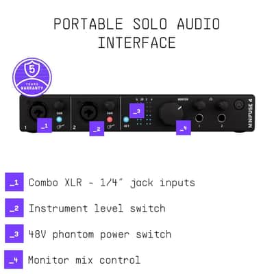 Arturia - MiniFuse 4 - Compact USB Audio & MIDI Interface with Creative Software for Recording, Production, Podcasting, Guitar - Black image 6