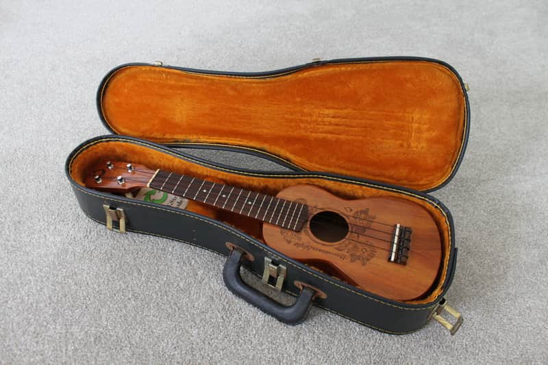 2001 G String Ukulele Co. Koa Soprano Ukulele Hawaiian Style Tattoo Laser Engraving image 1