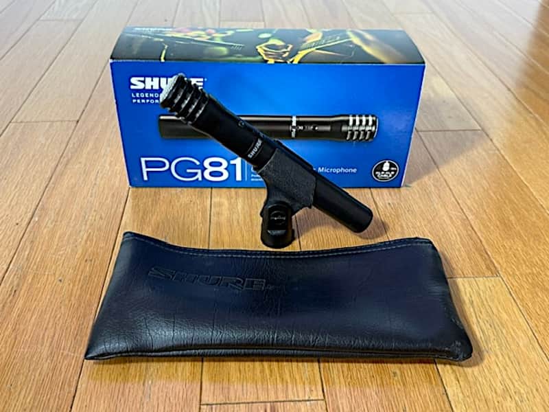 Shure  PG81 Cardiod Condenser Instrument Microphone w/ Factory Box, Vinyl Carry Bag & Mic Clip, Excellent Condition image 1