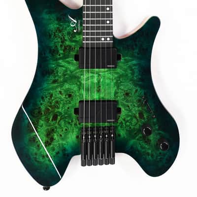 Agile Headless 6 String Electric Guitar GEODESIC PRO 625 RL M36 SS GL Green - Blueburst image 1