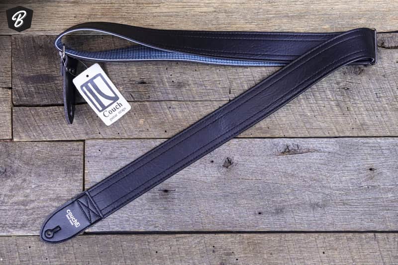 Couch Guitar Strap L023 Reverse GTO Black Guitar Strap -Blue Vintage GTO on the inside image 1