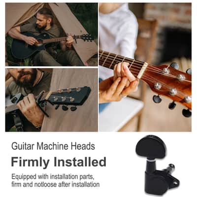 3L3R Guitar tuner pegs,Straight Sealed-gear Guitar Sealed Fan-shaped Tuning Pegs Tuner Machine Heads for Acoustic Electric Guitar Guitar Parts (Black) image 4