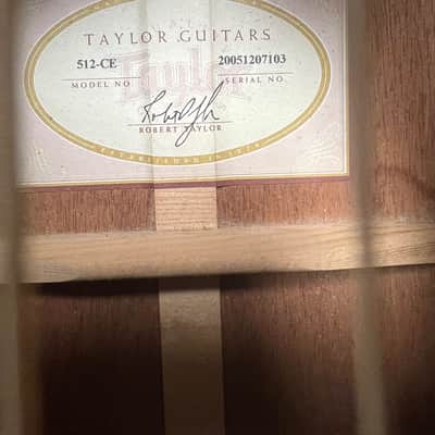 2005 Taylor 512 CE Acoustic / Electric With Expression System Electronics, Original Case & Paperwork image 2