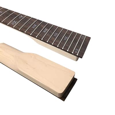 Jackson-Style Guitar Neck, 24 Fret, Maple & Rosewood, Satin Black Headstock, Skull Inlays image 4