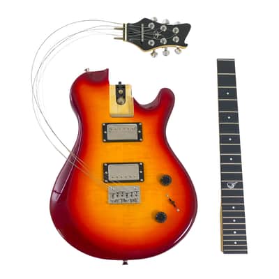 Journey Instruments OE990CB Solid Poplar Flamed Maple Top Overhead 6-String Electric Travel Guitar w/Gig Bag image 4