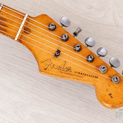 1957 Fender Stratocaster Vintage Guitar Sunburst w/ V Neck, Tweed Case image 4