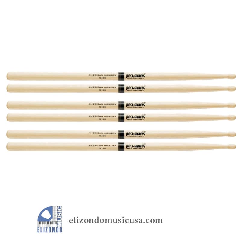 PROMARK TX2BW Drum Sticks 2B Hickory Wood Tip 3 PAIRs UPC 616022105205 image 1