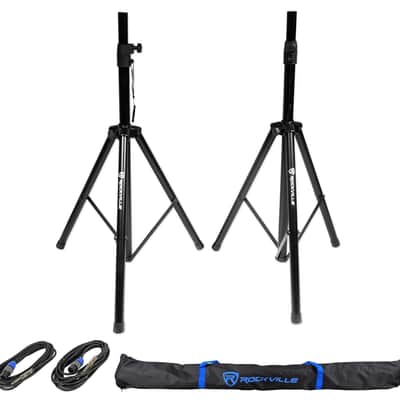 (2) Rockville RSG15 15" PA Speakers + Rockville RPA9 Amp + Stands + Cables+Case image 17