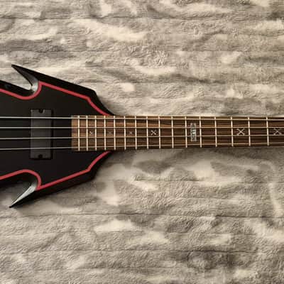 Halo Hellion Custom Bass - 4-String - Flying V - Black and Red Trim - Hellfire Bass image 8