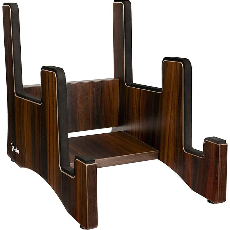 Fender Deluxe Wooden 2-Tier Multi Guitar Stand - Regular Walnut image 1