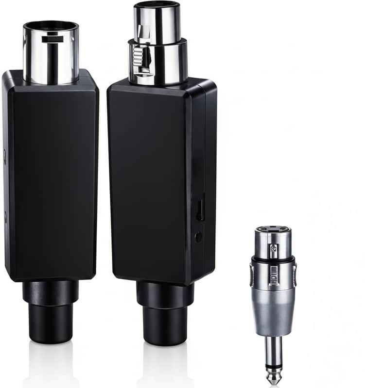 Wireless Transmitter And Receiver For Dynamic Microphones And Music Sources, UHF Wireless XLR Adapter System, Frequency Signal Transmission,USB Recharge Capable, 100 Feet Range image 1
