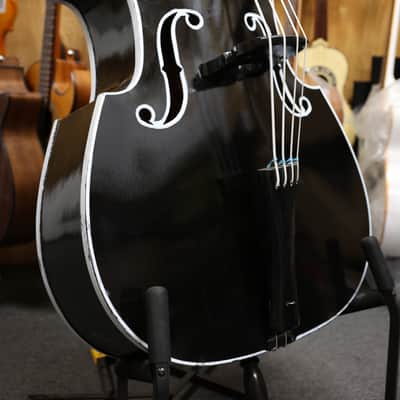 Handcrafted Glossy Black Tololoche (Double Bass) with White Outline image 2