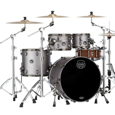 Mapex Saturn Evolution Classic 4 Piece Shell Pack Without Snare - Gun Metal Grey (SE529XEBBPG) image 2