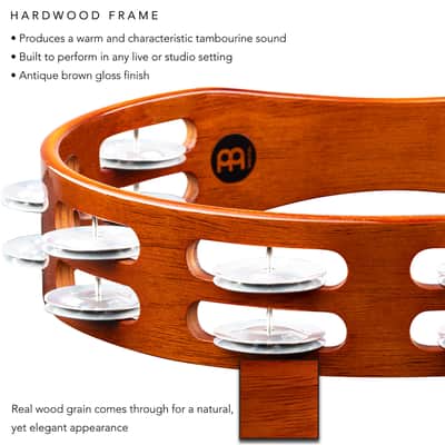 Meinl Percussion TA2A-AB Traditional 10-Inch Wood Tambourine with Double Row Aluminum Jingles image 4