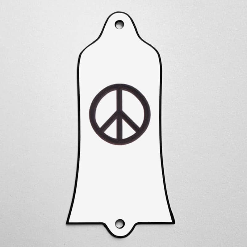 GUITAR TRUSS ROD COVER - Custom Engraved - Fits USA GIBSON - PEACE SIGN - WHITE image 1