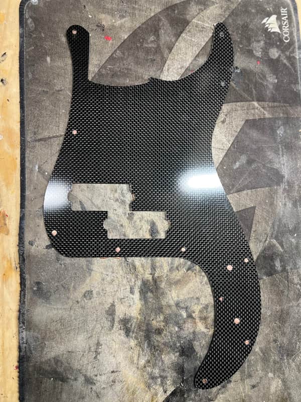 Madlad Instruments 3K Twill Carbon Fiber Precision Bass PBass pickguard (made with pride in north Texas) image 1