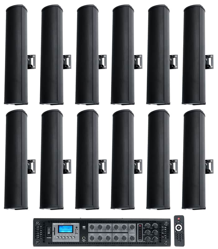 Rockville RCS650-6 70v Commercial Bluetooth Amplifier + (12) Line Array Speakers image 1