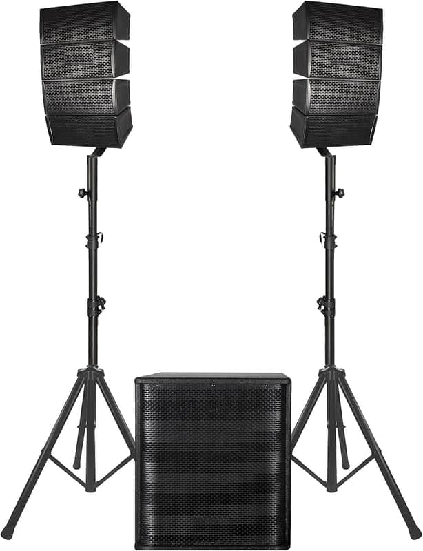 15 inch subwoofer 3000W DJ Powered PA Speaker System Combo Set with 8 Array Speakers,Bluetooth, USB, SD Card, Remote Control, for Meeting, Speeches, Churches, Performances, DJ Gig image 1