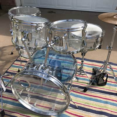 7 piece Vintage Zickos Clear Acrylic Drum Set  w/ matching Snare image 5