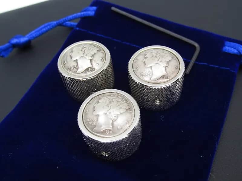 Custom Silver Dimes Guitar Knobs Fender Gibson Ibanez Washburn Yamaha PRS Electric Guitar image 1