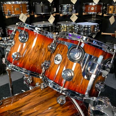 ~WOW!~ DW Collector's Series SSC Maple 4-Piece 10/12/16/22 Drum Kit Set in Rich Red Burst Lacquer over Exotic Tigerwood with Chrome Hardware image 4
