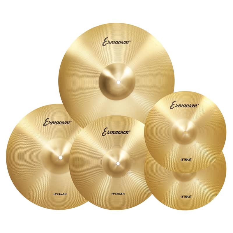 Cymbal Pack, 5 Pieces Drum Cymbals Set,14" Hi Hat Cymbals, 16" Crash and 18" Crash Cymbals, 20" Ride Cymbals for Drums Set image 1