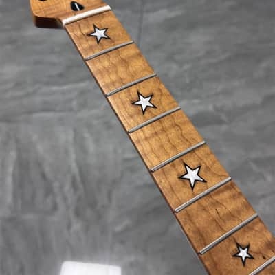 Roasted Flame Maple 22fret  Electric guitar neck 25.5 Part satin star inlay image 4