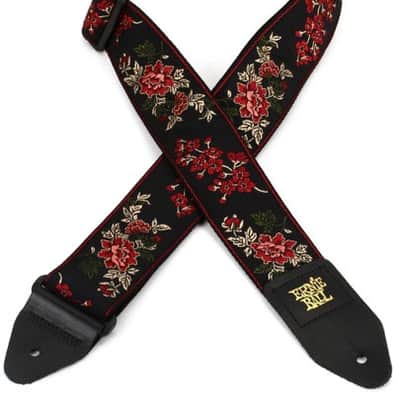 Ernie Ball Classic Jacquard Guitar Strap - Red Rose image 2