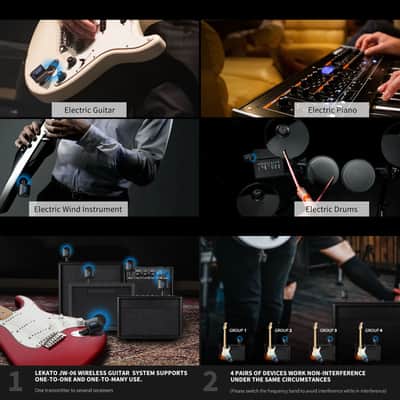 5.8GHz Wireless Guitar System with Charging Box Wireless Guitar Transmitter Receiver 4 Signal Channel Rechargeable image 10