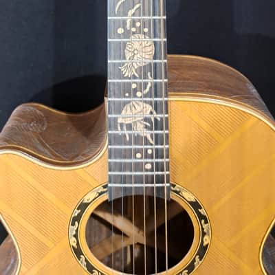 Blueberry LEFT HANDED Acoustic Guitar Grand Concert Mermaid Motif - NEW IN STOCK image 3